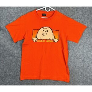 Vintage Charlie Brown Peanuts T-Shirt Adult Medium Orange Changes Tag Made USA